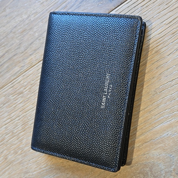 Yves Saint Laurent Handbags - SAINT LAURENT Pebble-Grain Leather Billfold Wallet Black